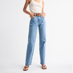 Abercrombie High Rise 90s Relaxed Cowboy Embroidered Jean Size 31